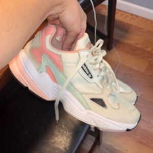 Adidas Women's Cream and Coral Sneakers